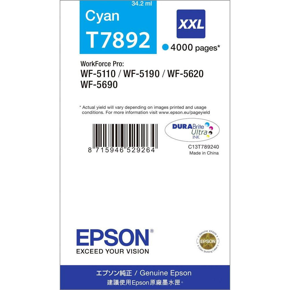 E-shop Epson T7892 XXL, C13T789240 (Azúrová).cz - originál