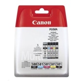 Cartridge Canon PGI-580 PGBk, CLI-581 C/M/Y/Bk, 2078C007 - originálny (2x Čierna + 3x Farby)